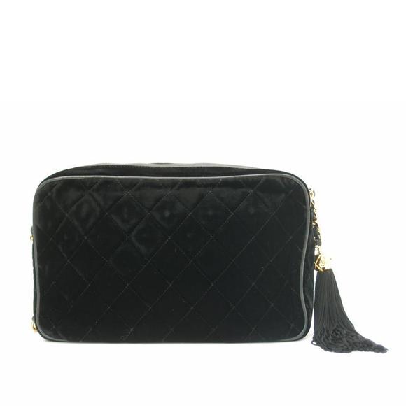 Chanel Shoulder Black Matelasse Velvet Bag Chain - Picture 1 of 7